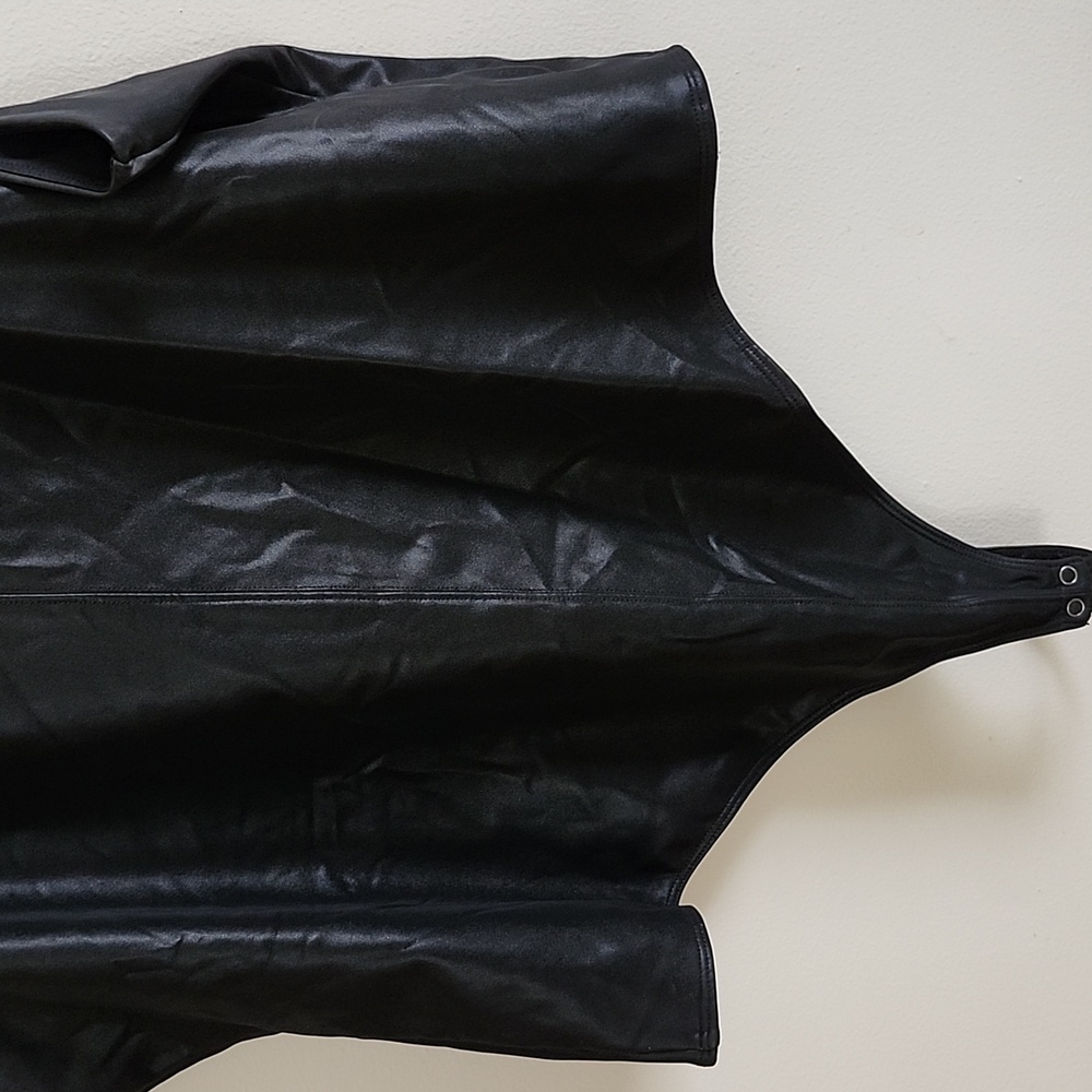 Good American High Neck Racerback Black Sleeveless Bodysuit Faux Leather 7 Or 3X - Picture 3 of 8